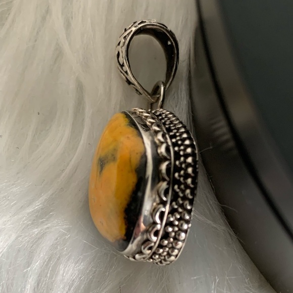 Sterling Silver and Yellow Bumblebee Jasper Pendant - Picture 3 of 4